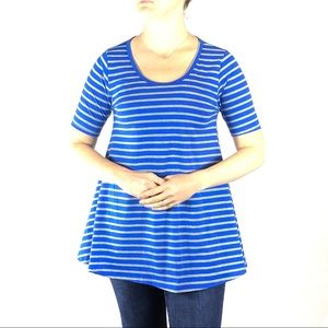LuLaRoe Blue & Grey Striped Tee